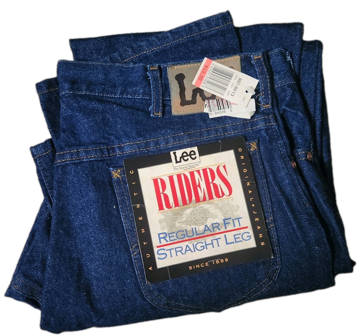 🔥 Vintage Lee Riders Denim Blue Jeans Regular Fit Straight Leg Mens 36x32