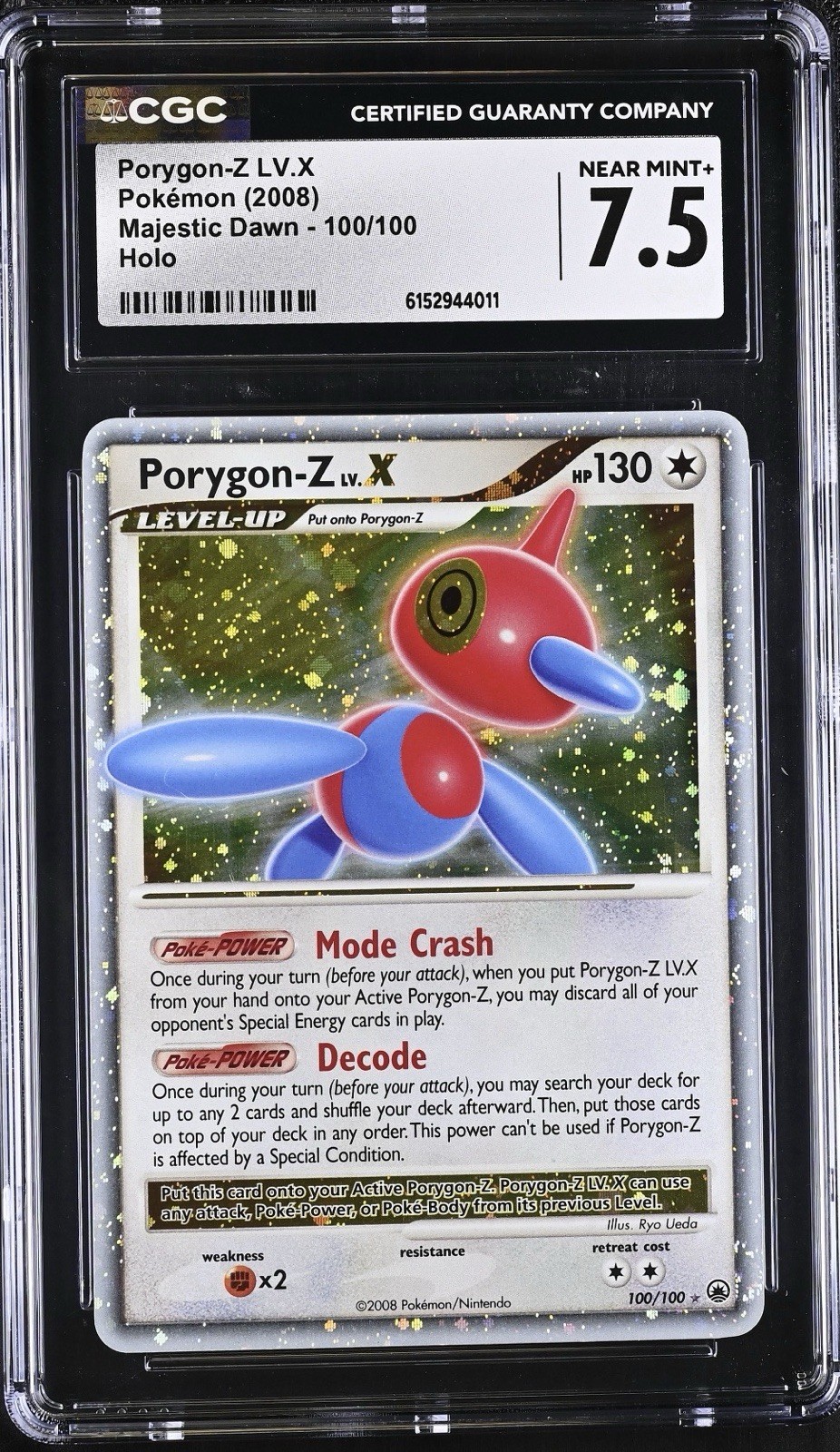 CGC 7.5 Porygon-Z LV.X 100/100 Holo Majestic Dawn Graded Pokemon Card Near Mint+