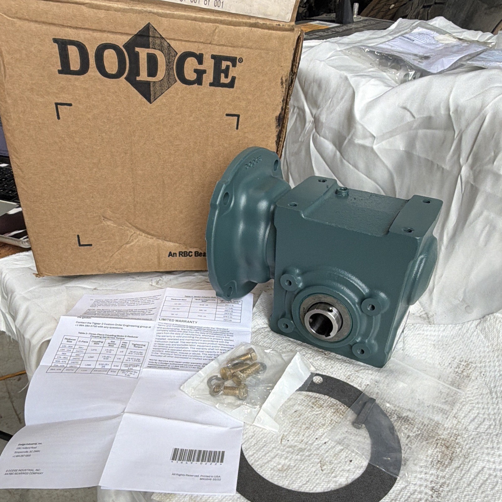 Dodge Tigear Speed Reducer 17Q40H56 Ratio 40:1 Hollow Bore 56C - New in Box NIB