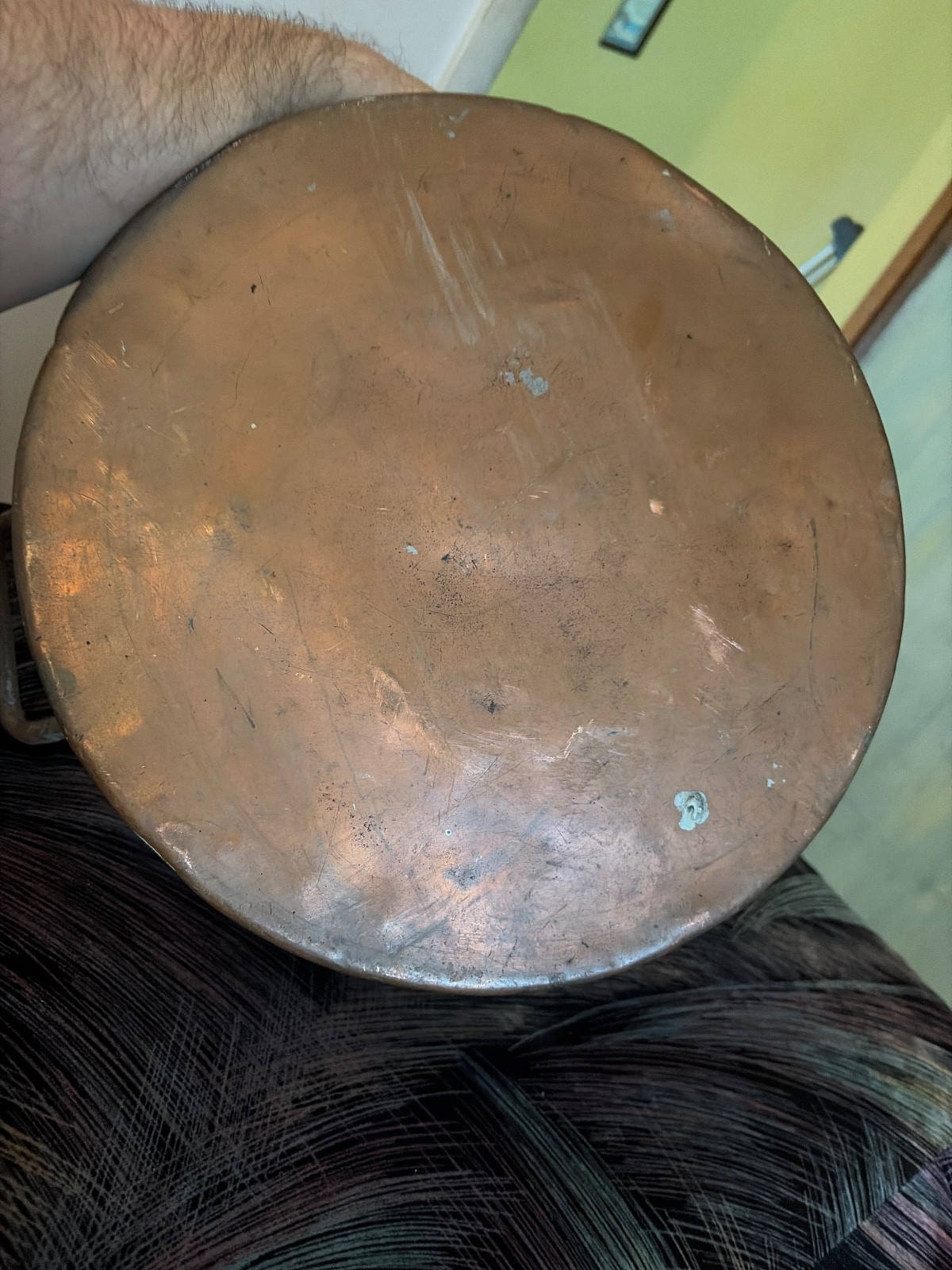 cooper hand made wash bowl. 13 by 6. with rivets. 2 handles gd con. 1850s?? cooper hand made wash bowl. 13 by 6. with rivets. 2 handles gd con. 1850s??