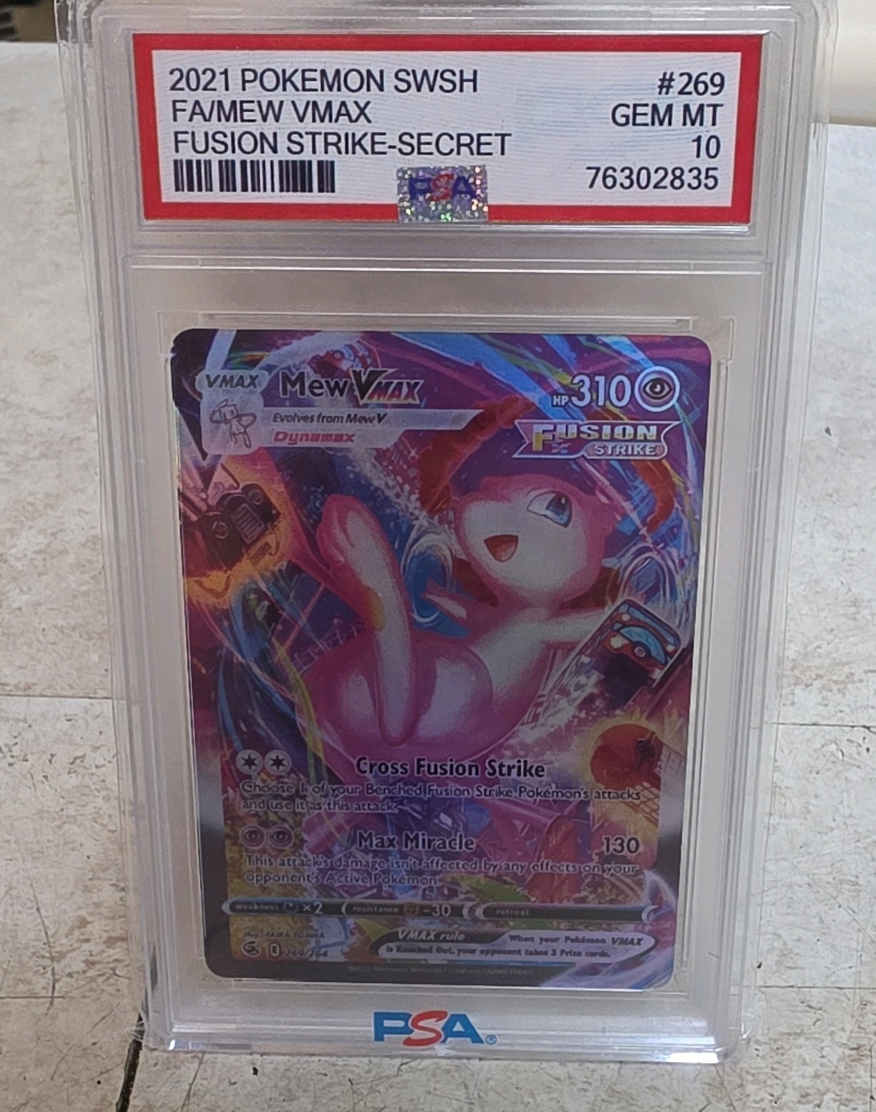 PSA 10 GEM MINT 2021 POKEMON SWSH FA/MEW VMAX 269/264 FUSION STRIKE SECRET🔥🔥 PSA 10 GEM MINT 2021 POKEMON SWSH FA/MEW VMAX 269/264 FUSION STRIKE SECRET🔥🔥