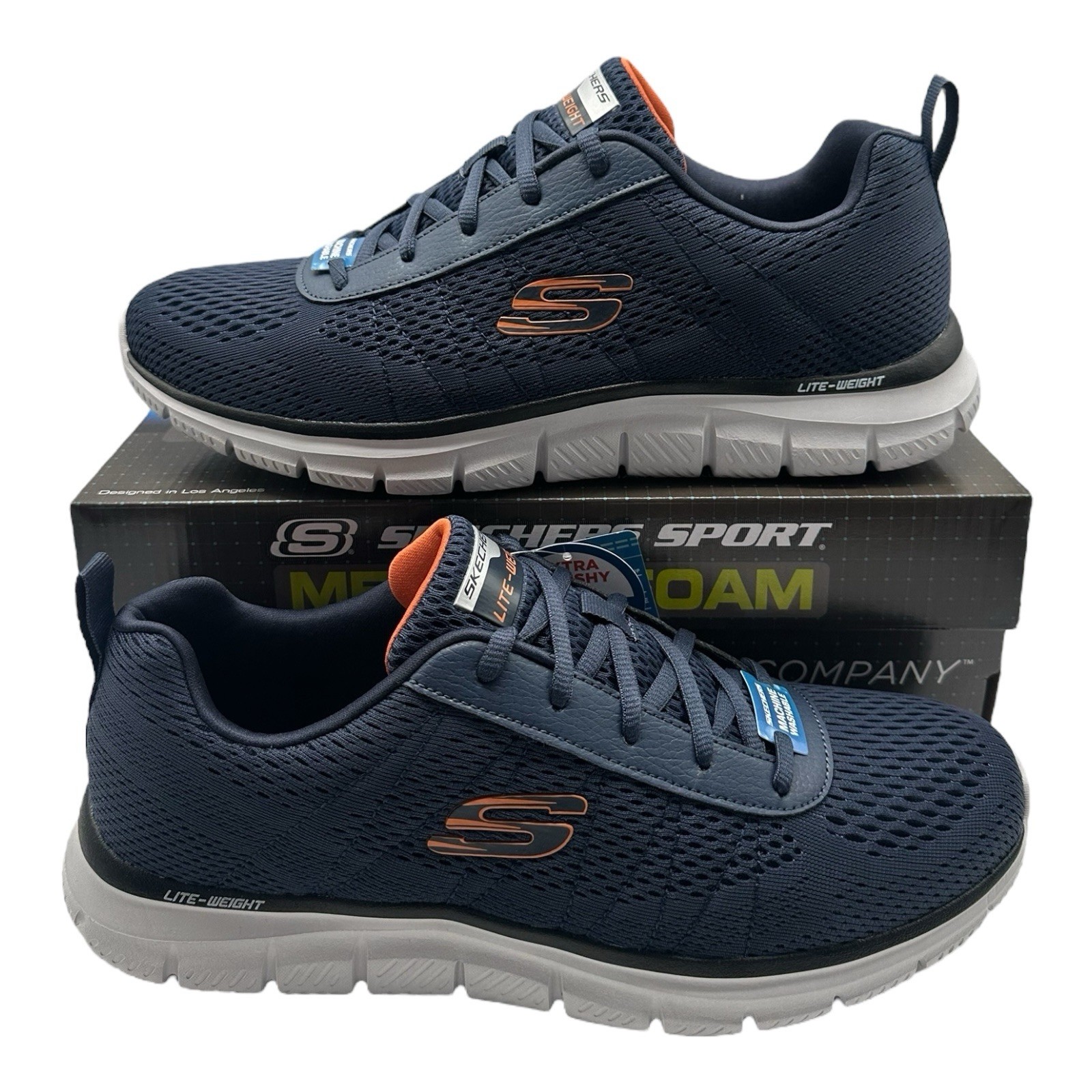 Skechers Track Moulton Shoes Mens Sz 11 Navy Sneakers Lite-Weight 232081 NVOR