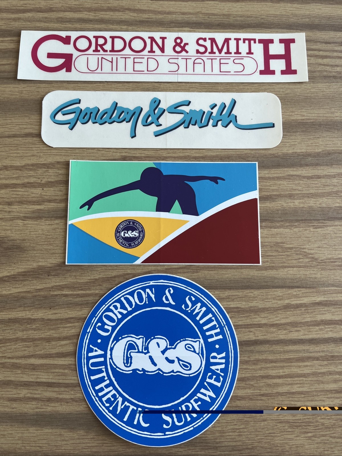 4 Vintage 80’s GORDON and SMITH SURFBOARDS Decal Stickers SKATEBOARDS G&S