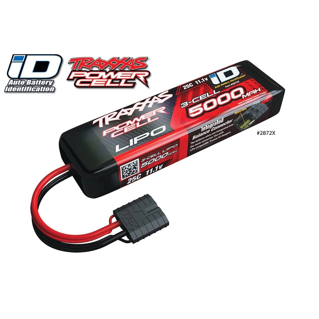 Traxxas 2872X LiPo Battery 3S 11.1V 3 -CELL 5000mAh 25C w/iD Connector 