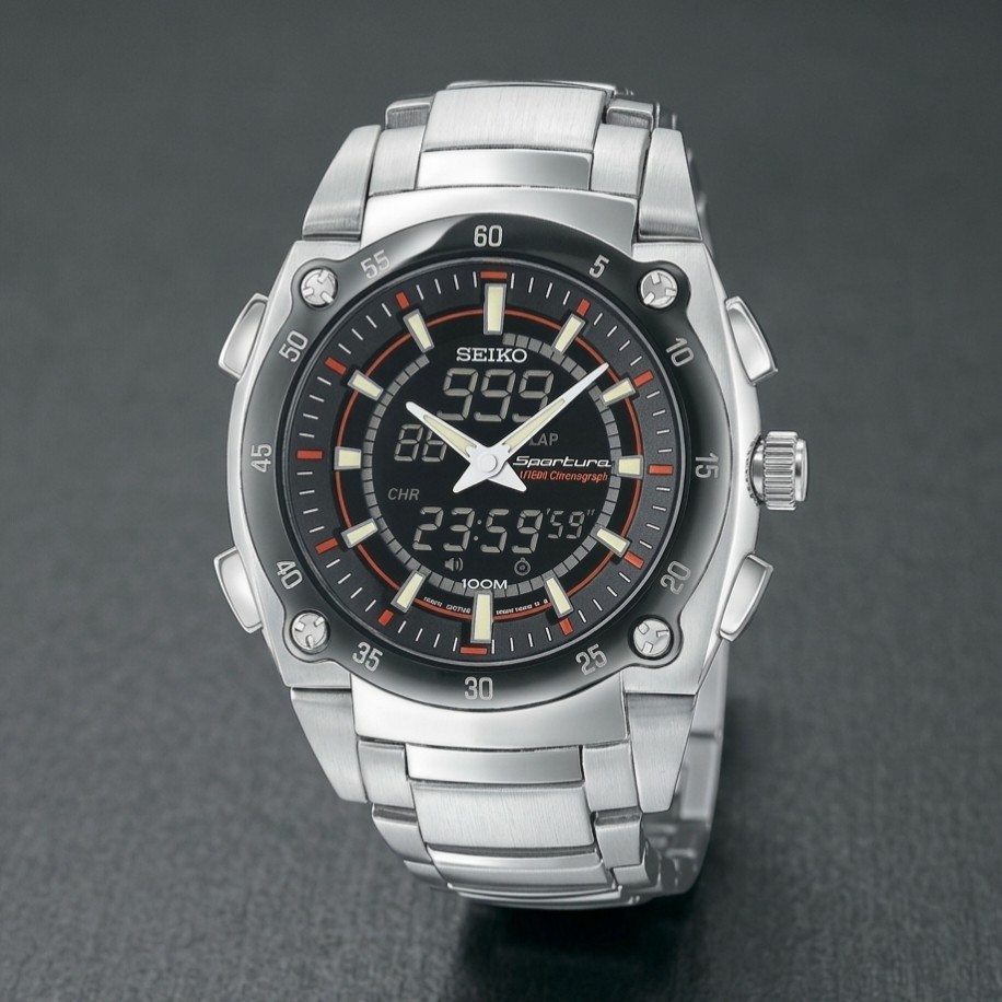 SNJ019P1 Seiko Sportura Chronograph Analog Digital Dual Display New Old Stock 