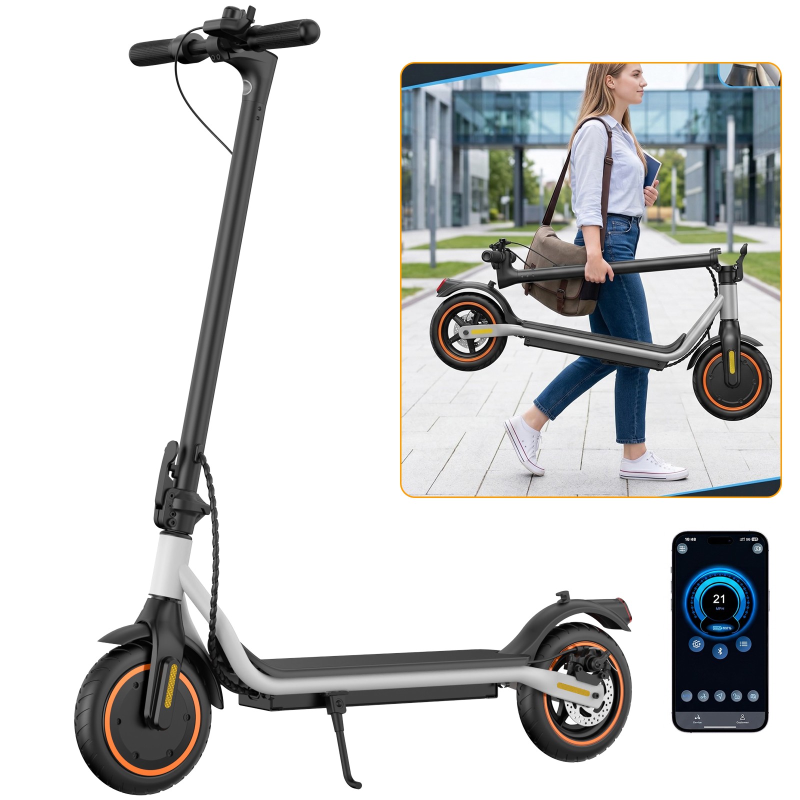 Adult Electric Scooter 500W Folding E-Scooter Long Range 21MPH Fast Speed w/ APP