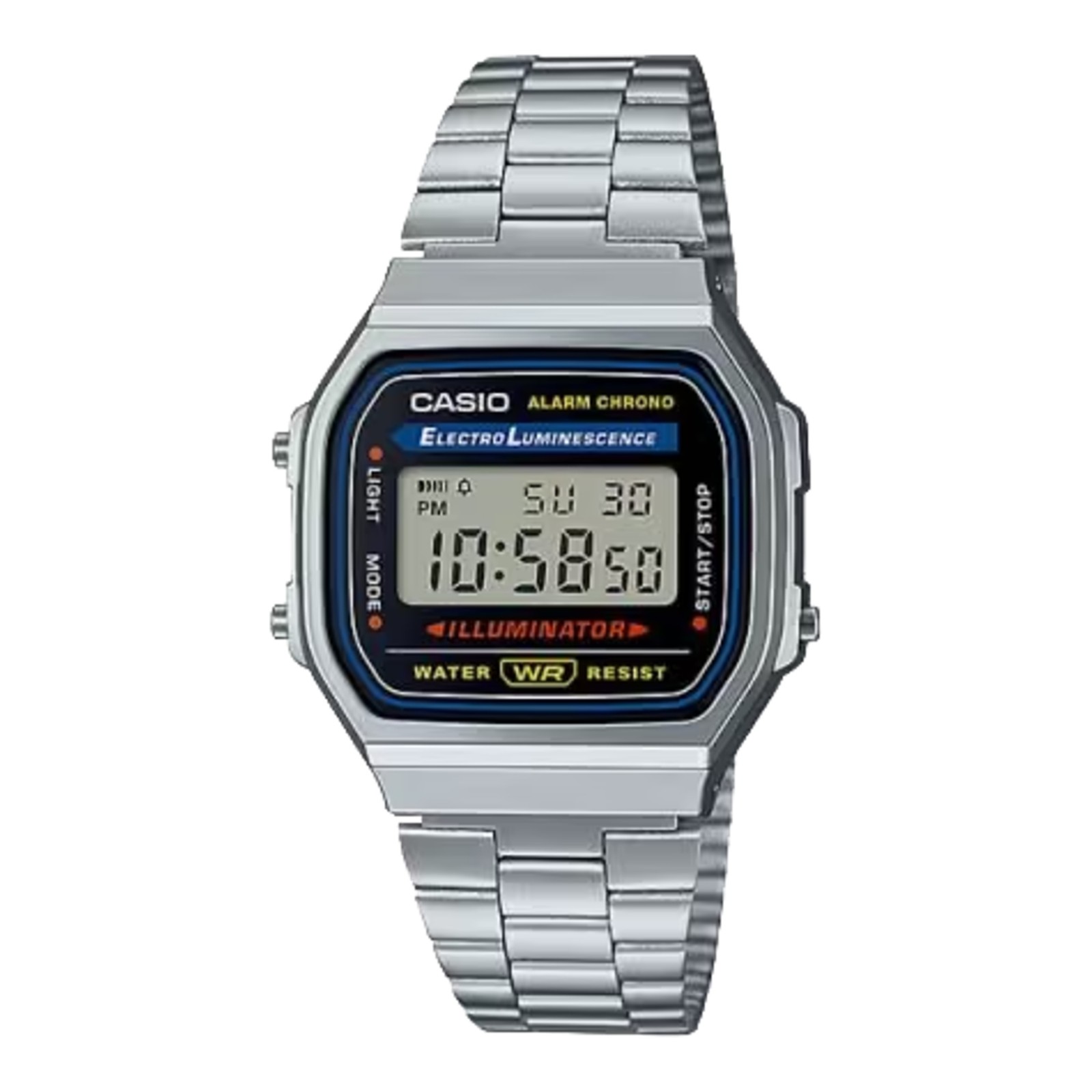 Casio Vintage Digital Stainless Steel Bracelet Watch Silver - A-168WA-1Q