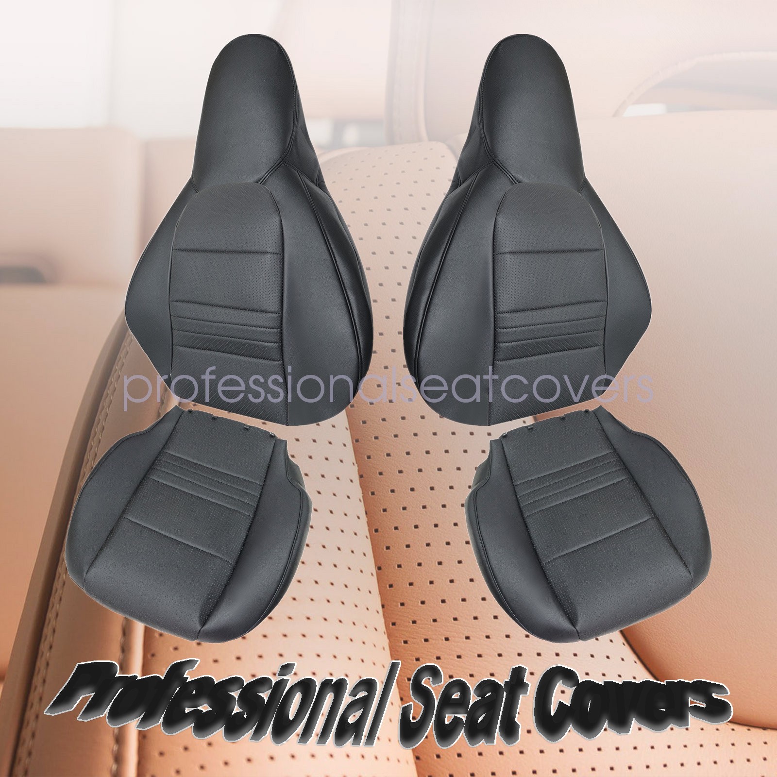 For 97-04 Porsche Boxster Convertible Driver & Passenger Perf Leather Seat Cover