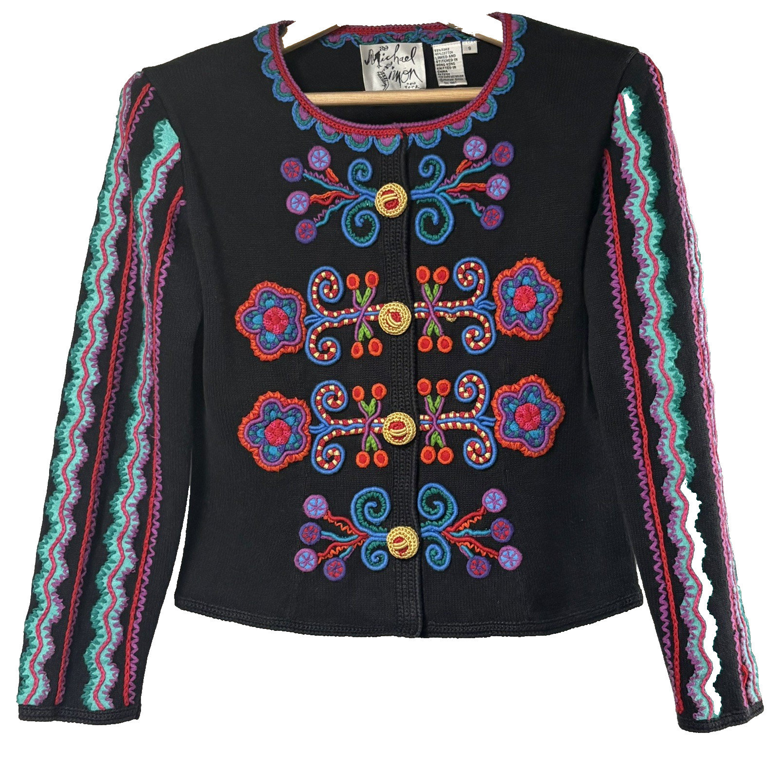 VTG Michael Simon New York sz Small sweater made Hong Kong collectible cardigan