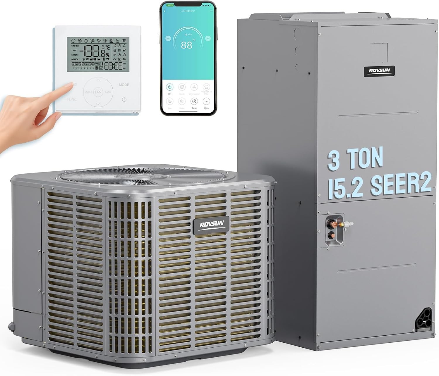 3 Ton 36000 BTU Ducted Central Air Conditioner w/Heat Pump 15.2 SEER2  AC Unit