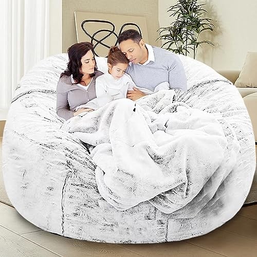Giant 6FT Black Bean Bag Chair Cover for Comfy Relaxation, Adults & Kids