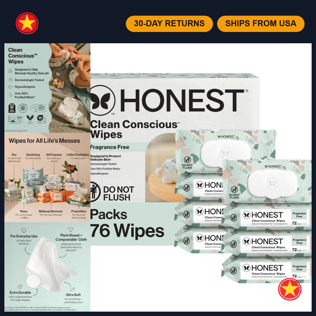 Multi-Use Unscented Baby Wipes, 576 Count, Eco-Friendly, Soft & Gentle Multi-Use Unscented Baby Wipes, 576 Count, Eco-Friendly, Soft & Gentle