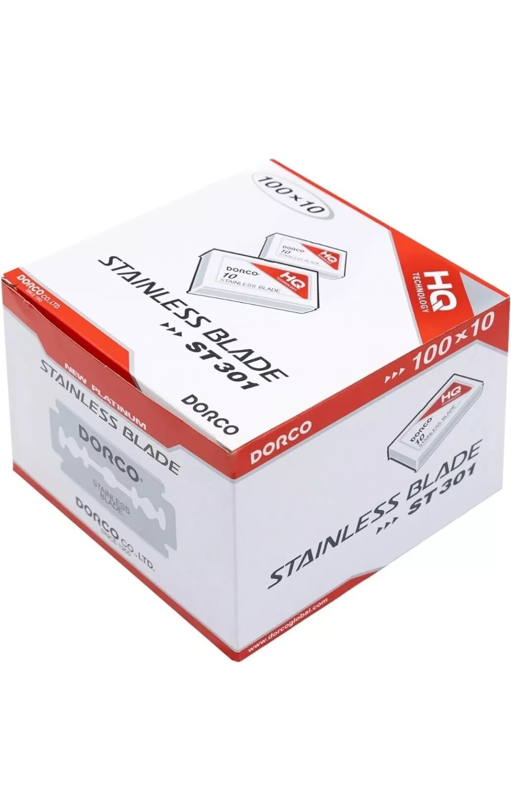 1000 Dorco Platnimun Red Razor Blades - 10 packs of 100 = 1000 blades ST-301