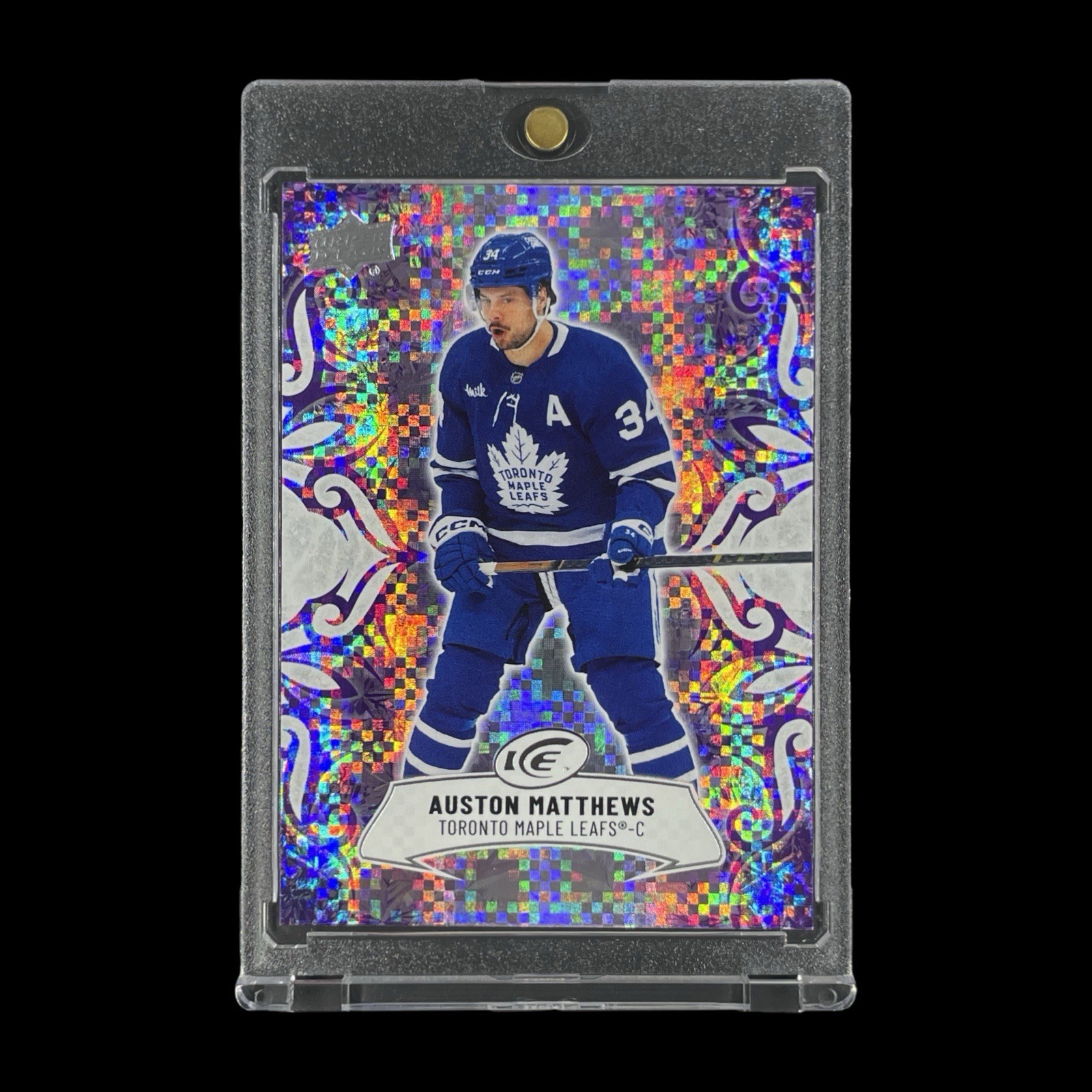 AUSTON MATTHEWS RARE PURPLE CHECKERBOARD FOIL CARD 2024-25 UD Ice - Maple Leafs