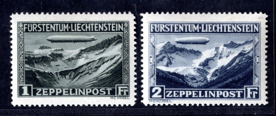 Liechtenstein 1931 Zeppelin Set Scott #C7-C8 Mint Hinged