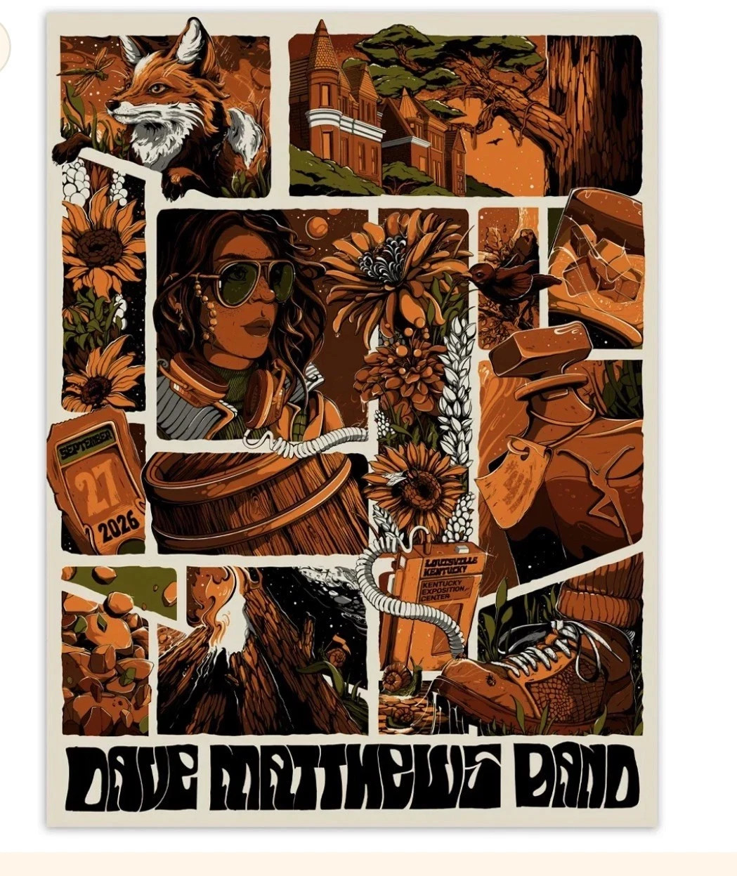 Dave Matthews Band Louisville KY Sep 27 2026 Concert Poster