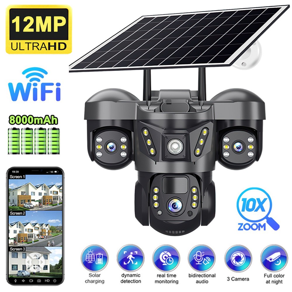 Camaras De Seguridad Solar Wifi Exterior Inalambrica Con Vision Nocturna y Audio