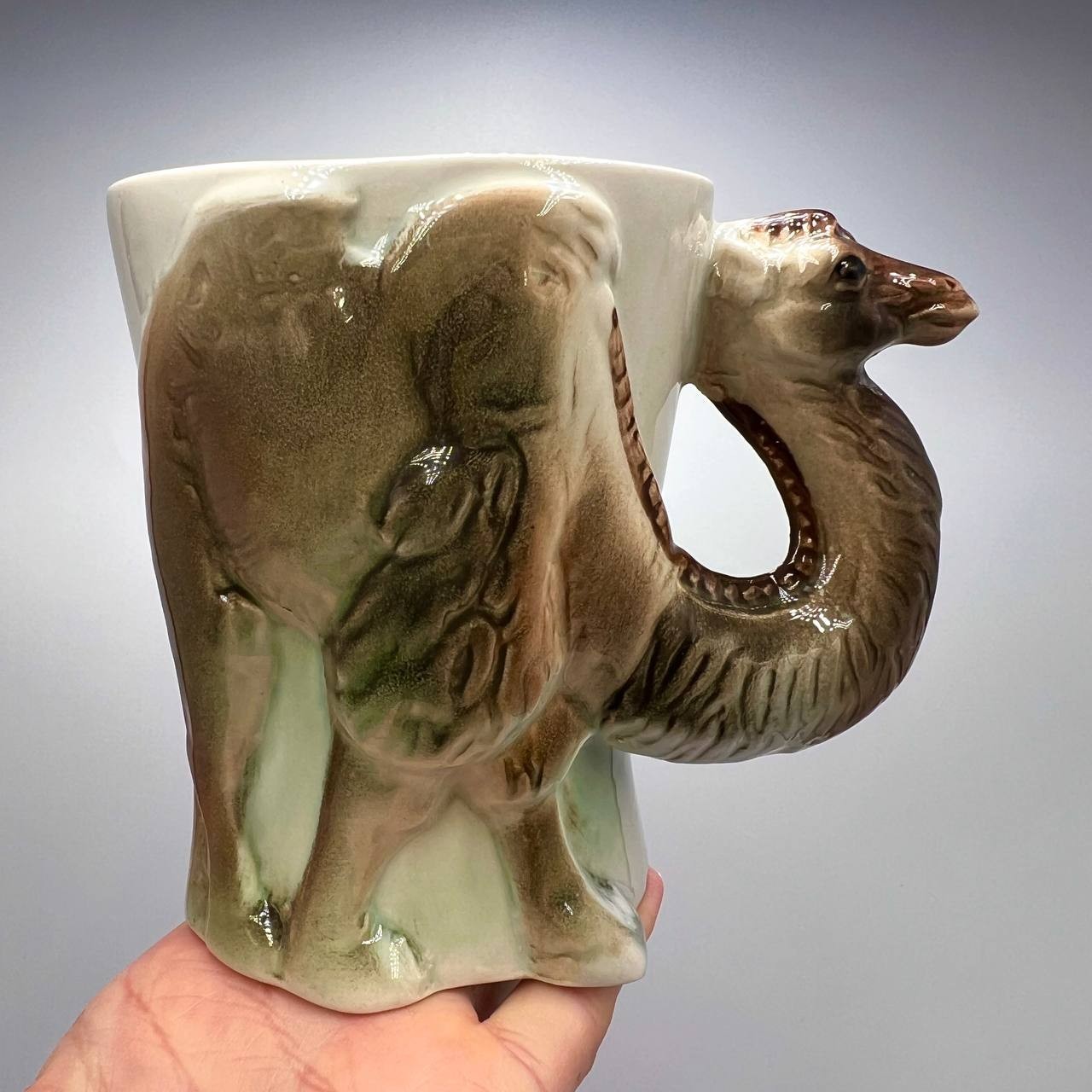Vintage German Porcelain Mug Camel Design Signed Ceramic Tea Coffee Cup Germany