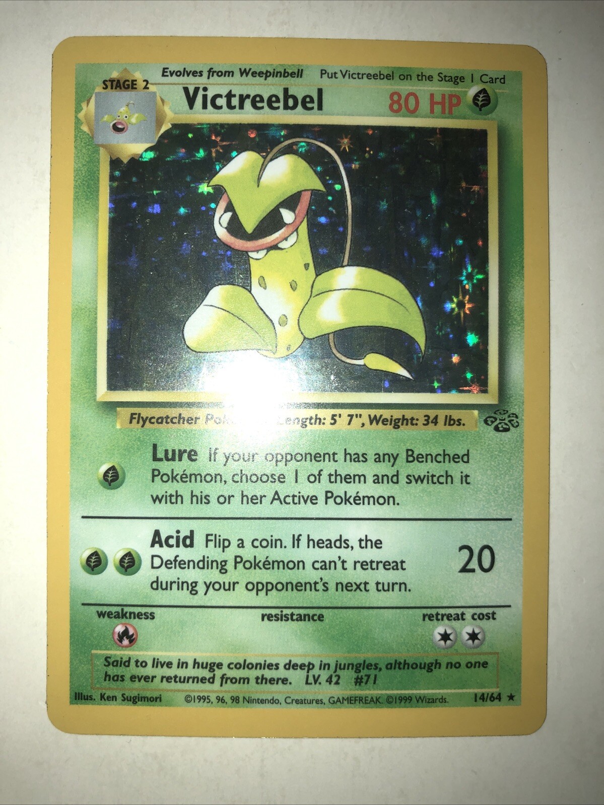 VICTREEBEL RARE HOLO EXCEPTIONAL CONDITION . #14 VICTREEBEL RARE HOLO EXCEPTIONAL CONDITION . #14