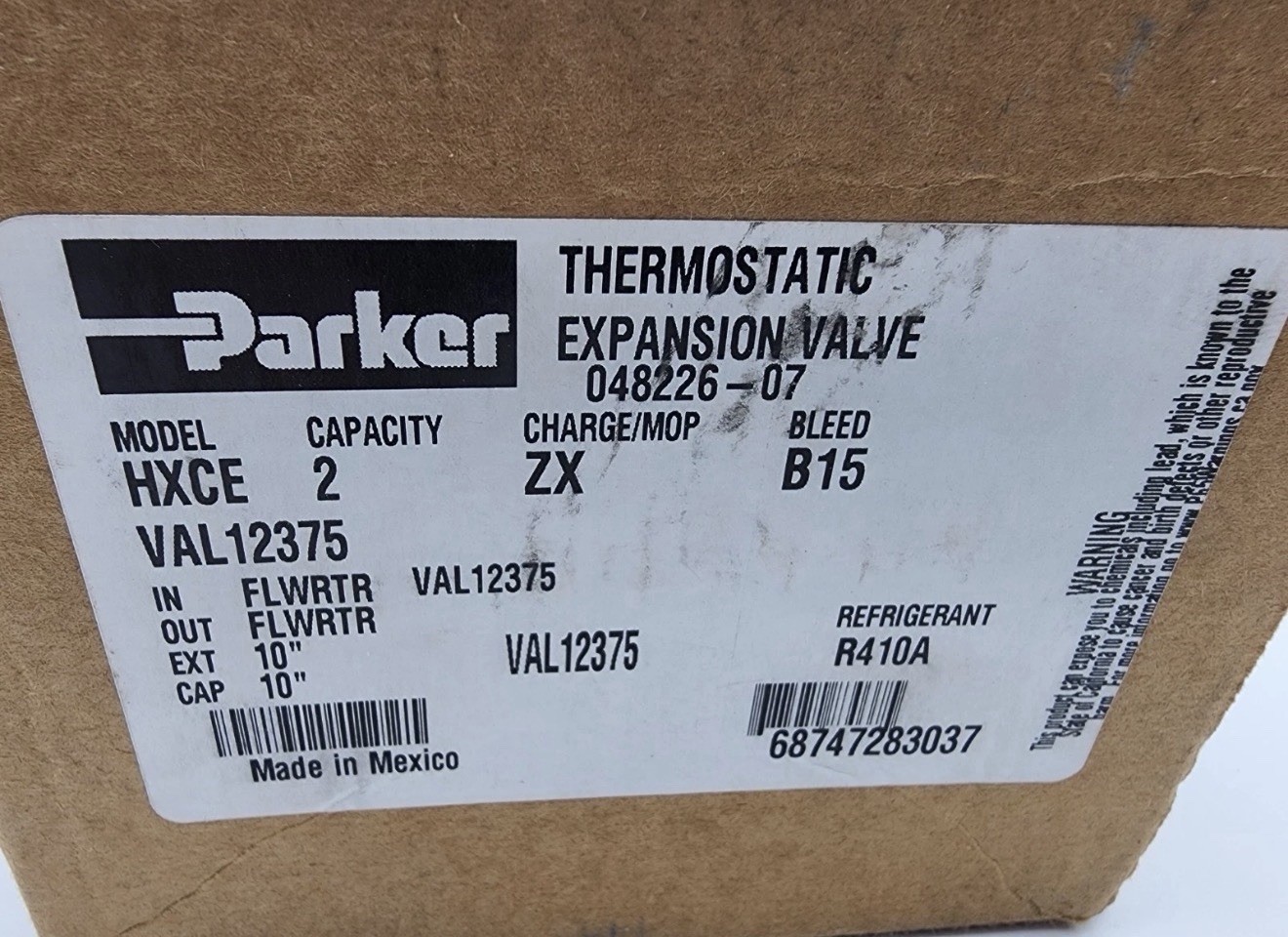 Trane American Standard Val12375 Parker Thermal Expansion Valve