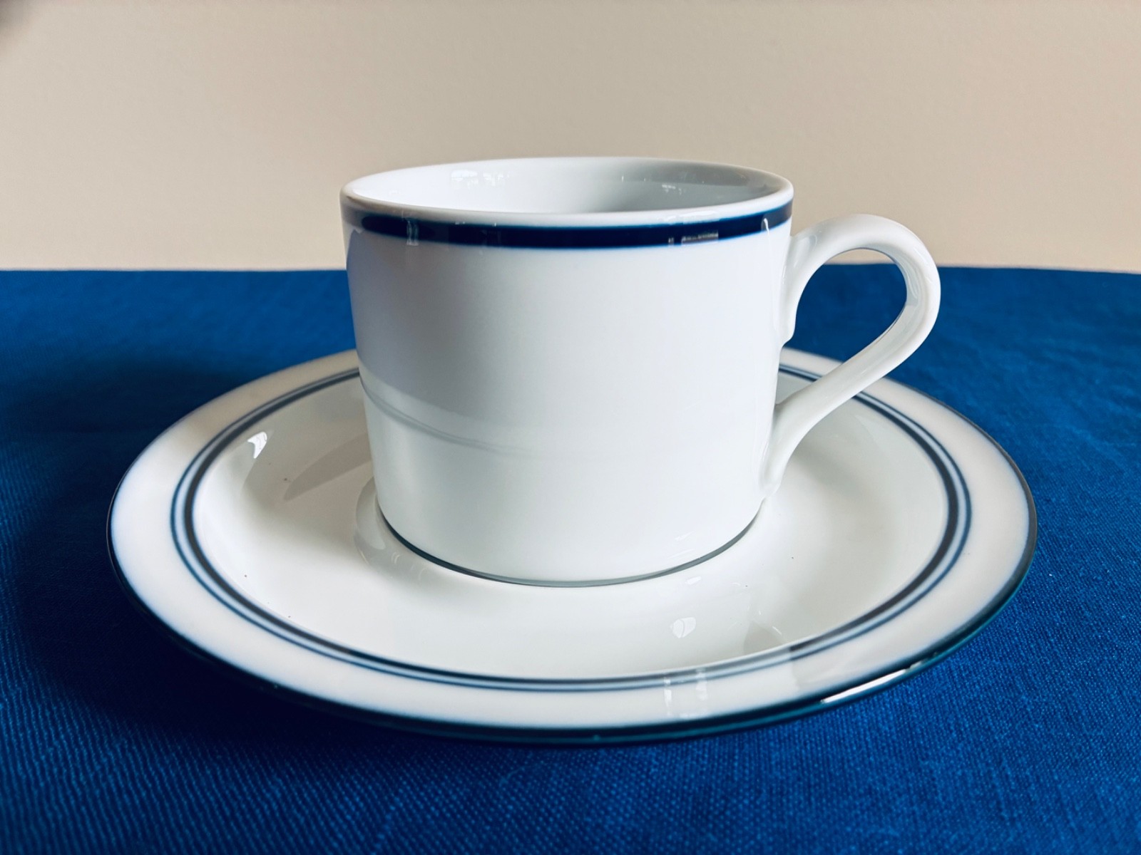 Dansk Bistro Christianshavn Blue Stripe Cup & Saucer Set of 6 Dansk Bistro Christianshavn Blue Stripe Cup & Saucer Set of 6