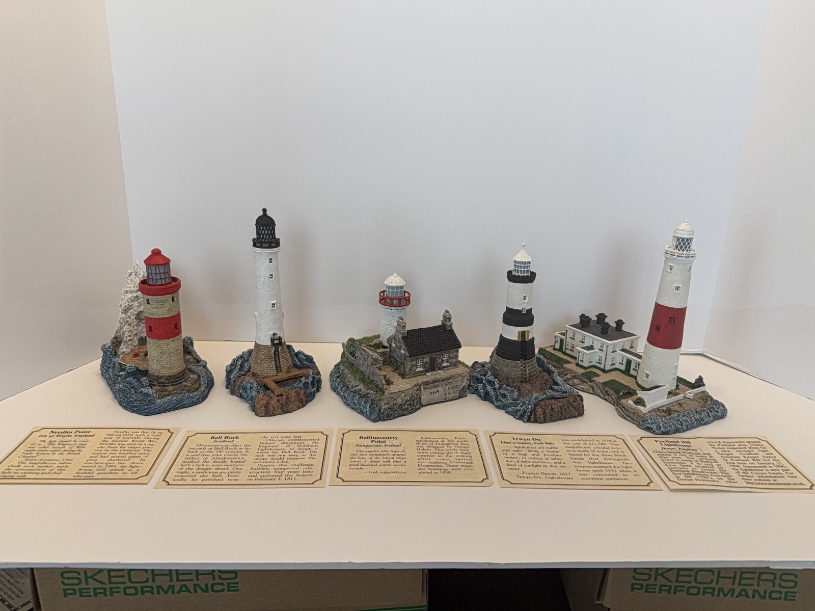 Rare Harbour Lights Pharos UK Collection Lighthouses 5 pc set box COA tent cards Rare Harbour Lights Pharos UK Collection Lighthouses 5 pc set box COA tent cards