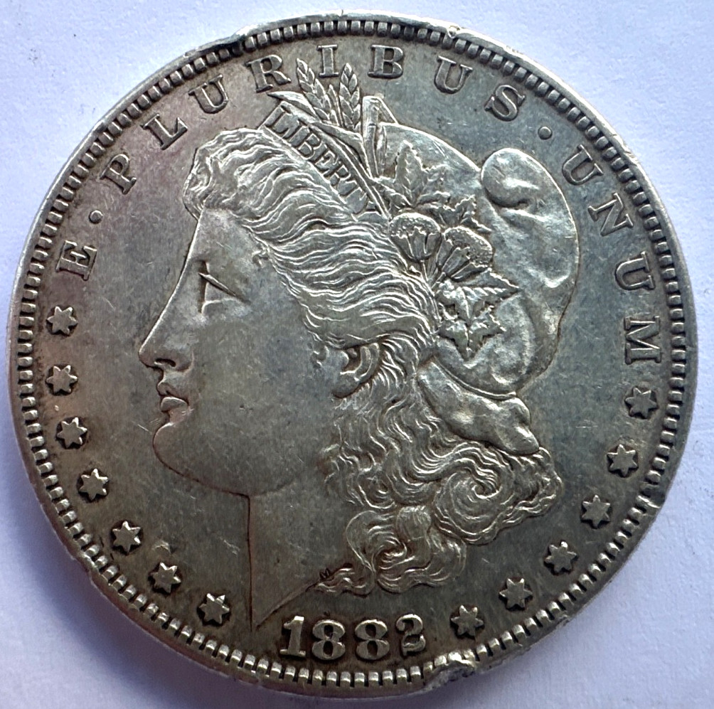 1882 S 90% Silver Morgan Dollar $1 With Rim Dings 1882 S 90% Silver Morgan Dollar $1 With Rim Dings