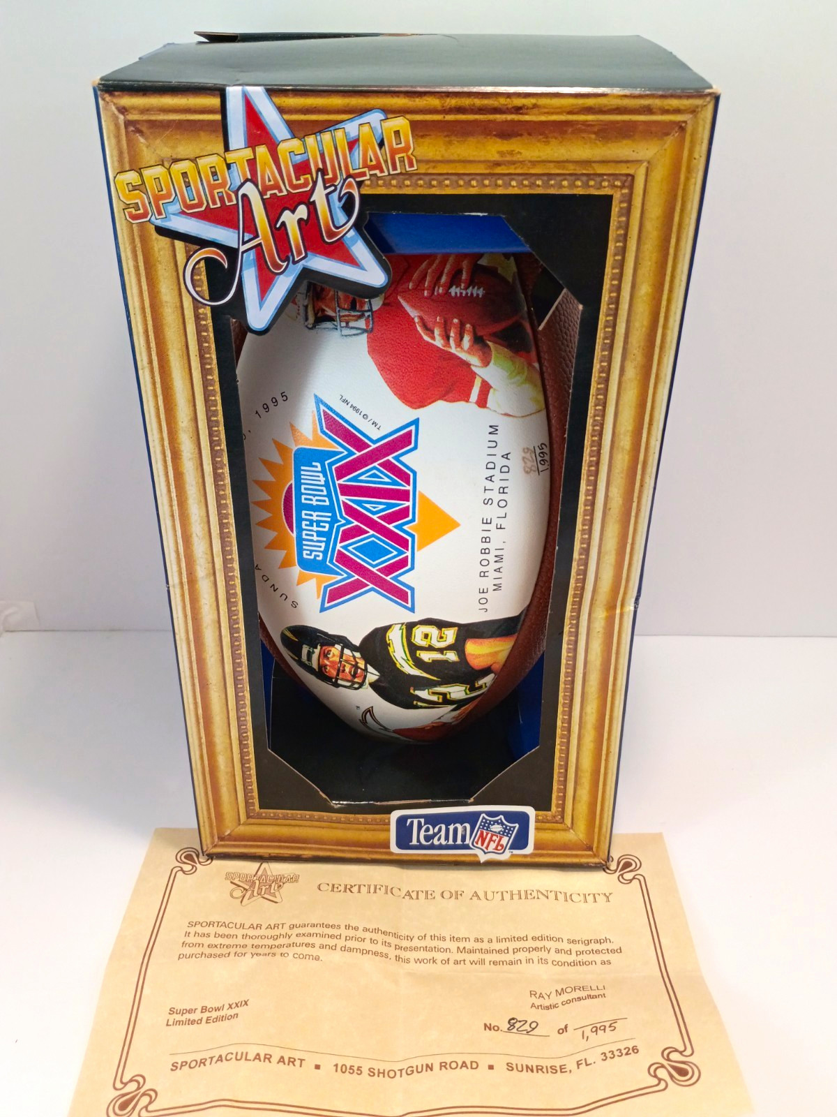 New Vintage Limited Edition 1995 Sportacular Art Super Bowl XXIX Football W/COA New Vintage Limited Edition 1995 Sportacular Art Super Bowl XXIX Football W/COA
