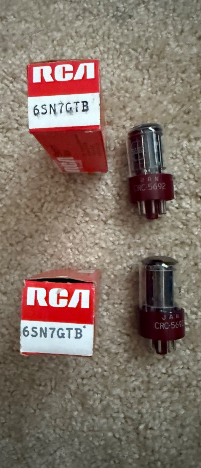 RCA JAN CRC-5692 Special Red Electron/Vacuum Tubes Matched Pair 2pcs RCA JAN CRC-5692 Special Red Electron/Vacuum Tubes Matched Pair 2pcs