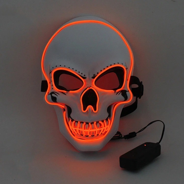 Light Up Skeleton Mask - Halloween Party Costume Dance Rave LED Mask with 3 Mode