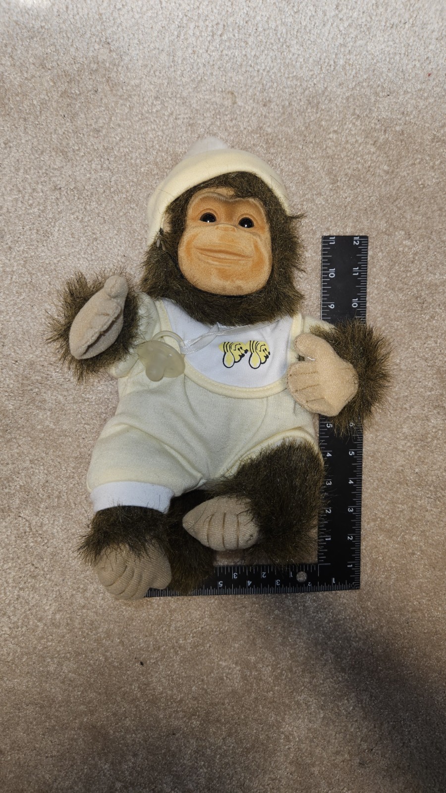 Vintage Russ Berrie Joey Baby Monkey Plush Doll Pacifier Hosung Stuffed Animal