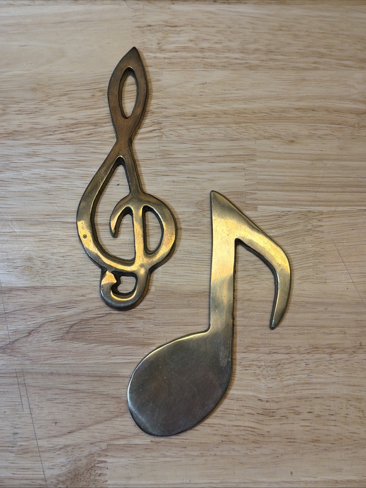 VTG Brass Treble Clef Symbol Music Paperweights Hanging Decoration Set