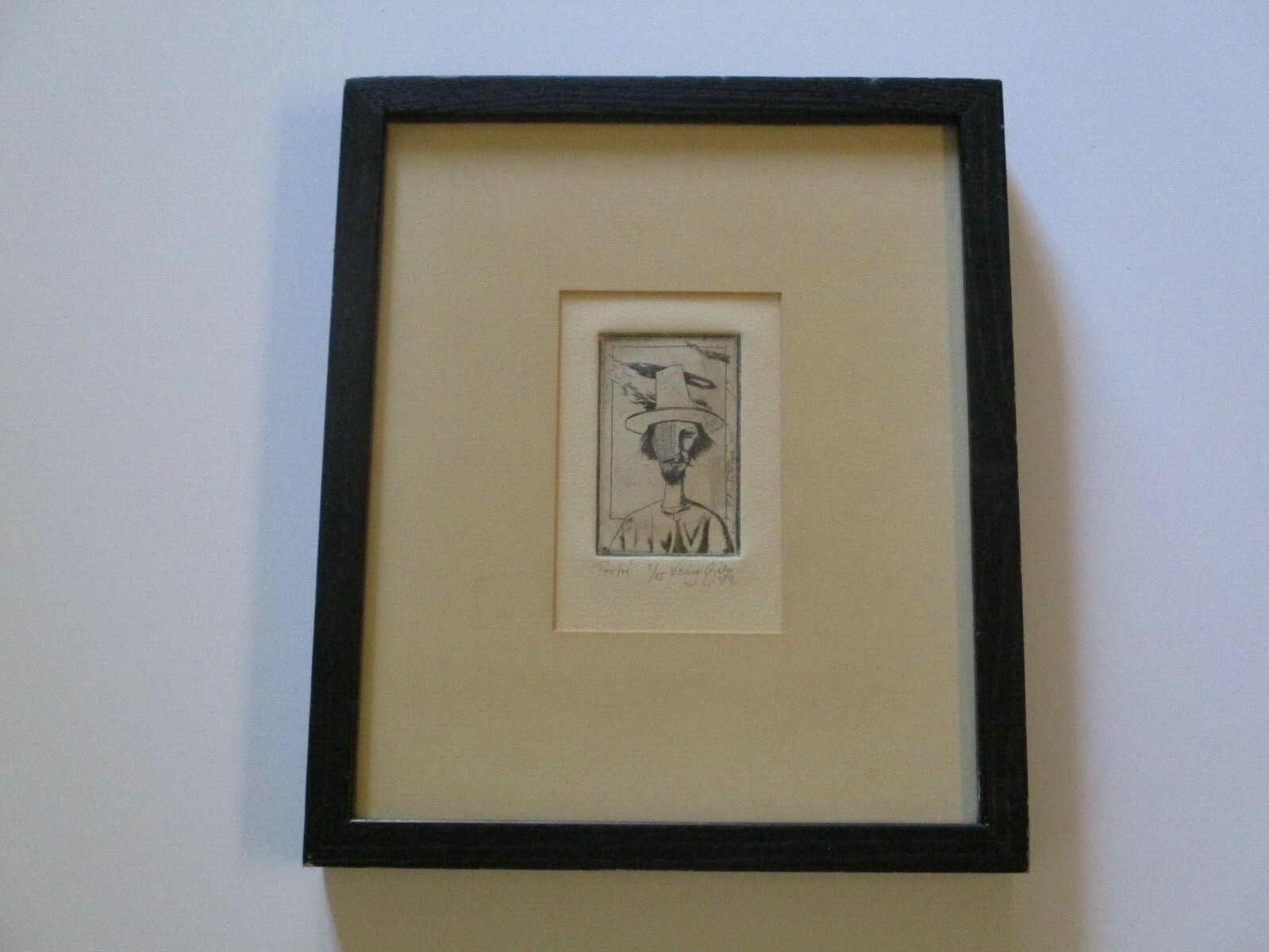 VINTAGE KORANYI GABOR ETCHING HUNGRAIAN MODERNIST SURREALIST PORTRAIT CUBISM 