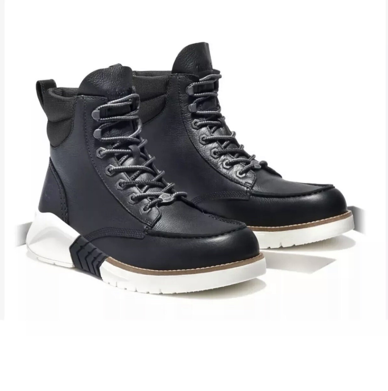 TIMBERLAND MOC TOE BLACK FULL GRAIN MEN BOOTS SIZE 12