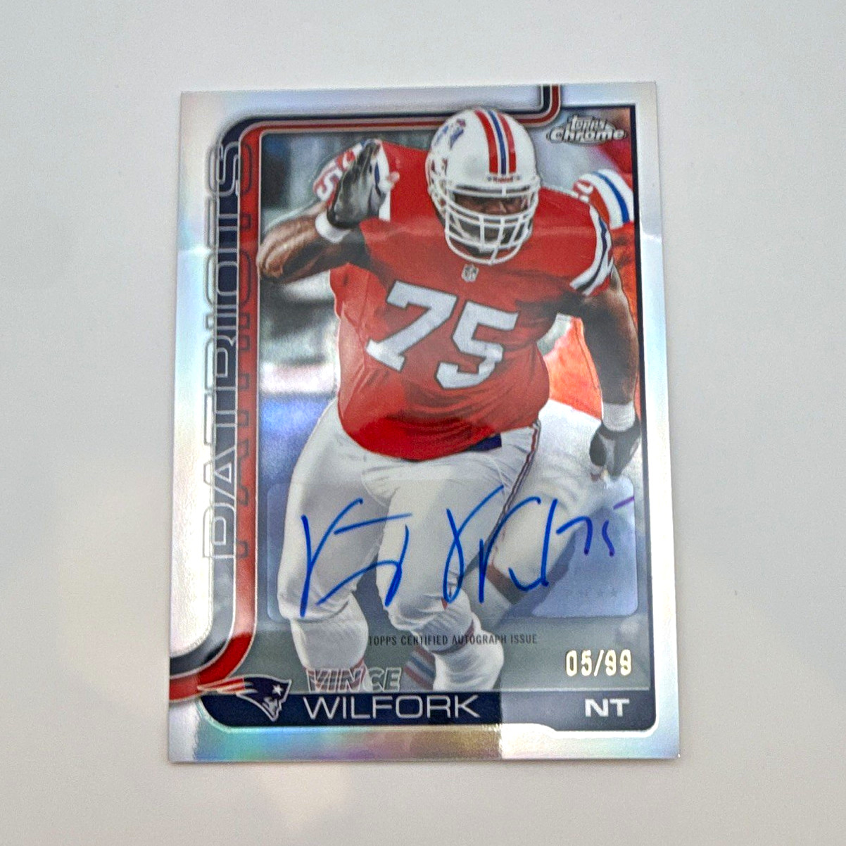 2025 Topps Chrome Vince Wilfork Patriots Chrome Legends Auto #CLA-VW 05/99