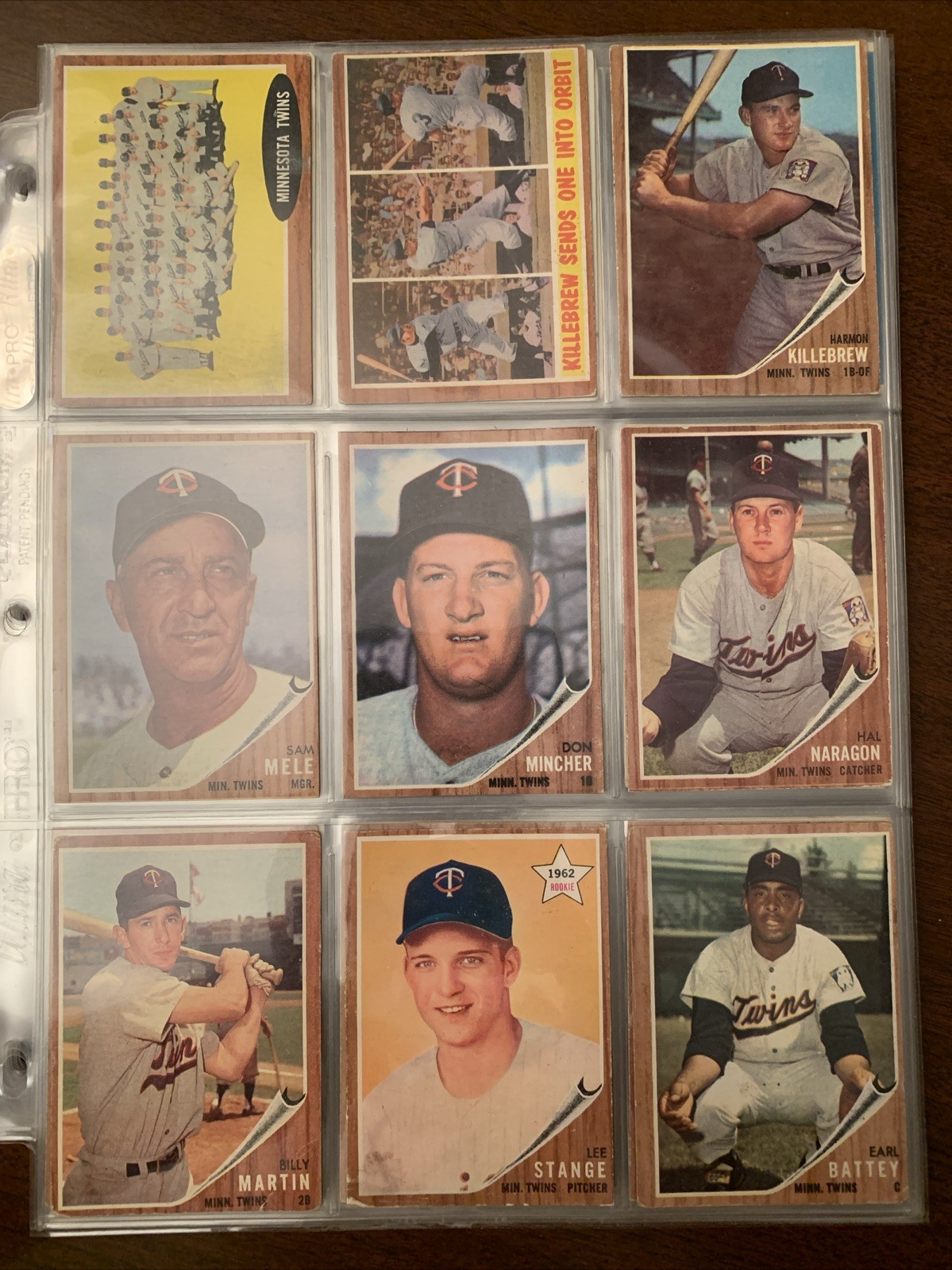 1962 Topps MLB BASEBALL Cards (9)/Minnesota Twins Stars Killabrew/Battey/Martin