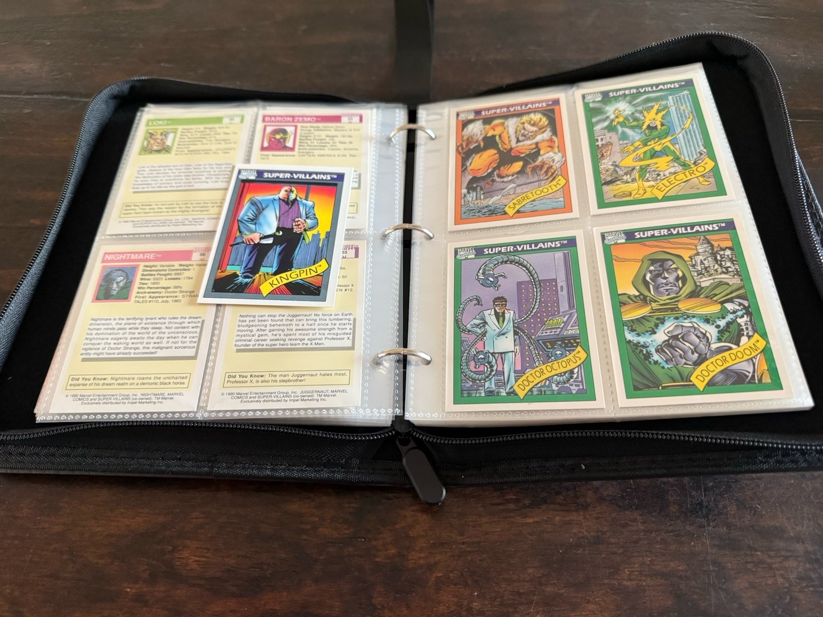 1990 Marvel Universe Series 1 Complete Classic Set 1-162 Marvel Zip Binder