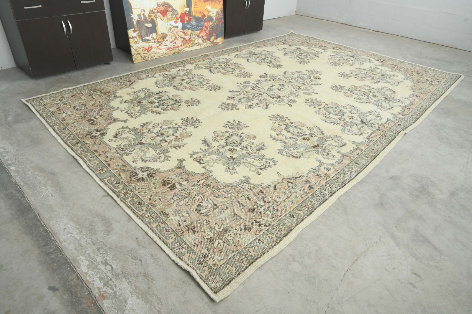 8x12 Turkish Oversize Rug Hand-Knotted Oushak Area Carpet Large Vintage Rug,381