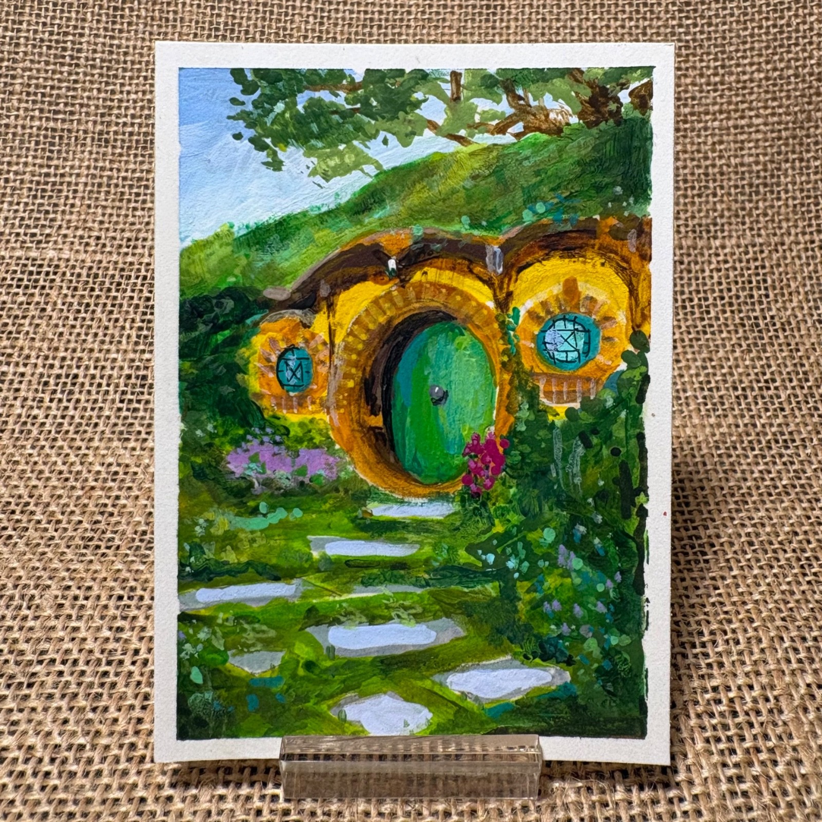 ACEO Original, Lord Of The Rings, Tolkien, Hobbit, Shire, Bag End, Painting, Art