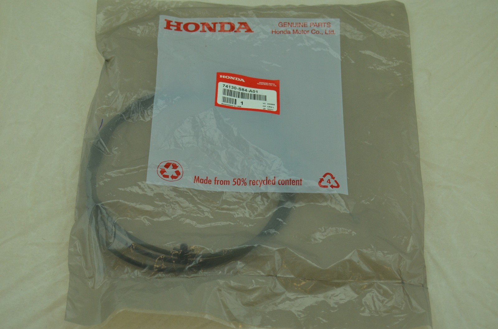NEW GENUINE HONDA OEM 74130-S84-A01 Hood Latch Lock Release Wire Cable NEW GENUINE HONDA OEM 74130-S84-A01 Hood Latch Lock Release Wire Cable
