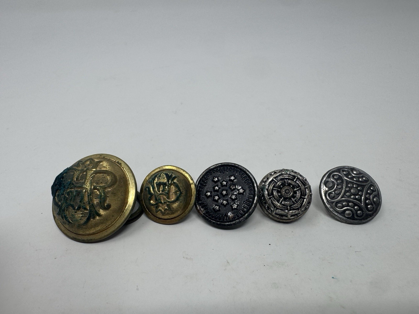 Antique Makers Mark Button Lot w/ 1875 Goodwins Patent Brass Vest Estate
