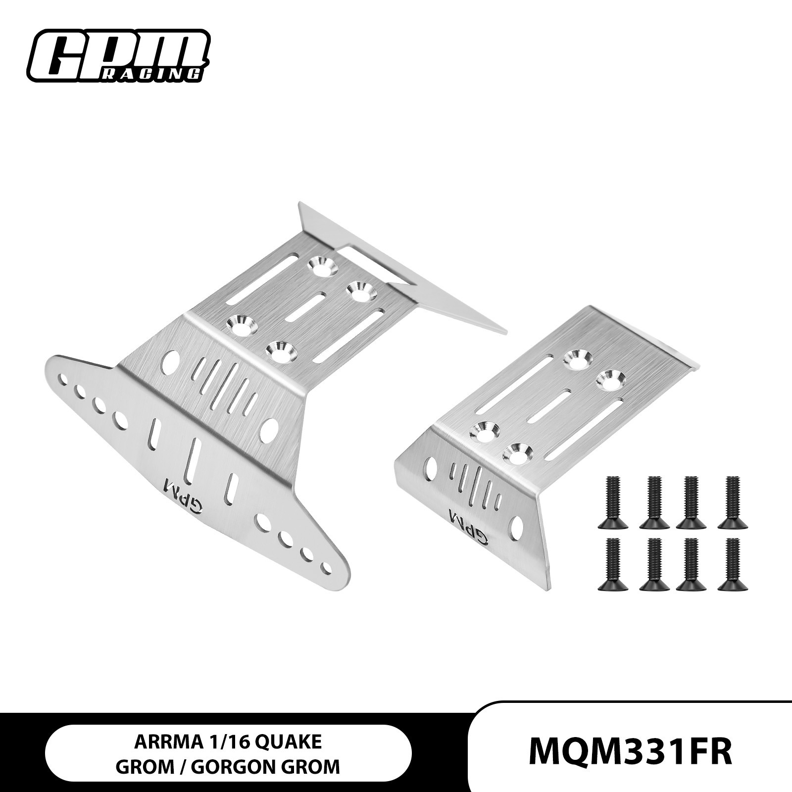 GPM Stainless Steel F & R Chassis Skid For ARRMA 1/16 Quake Grom Gorgon Grom GPM Stainless Steel F & R Chassis Skid For ARRMA 1/16 Quake Grom Gorgon Grom