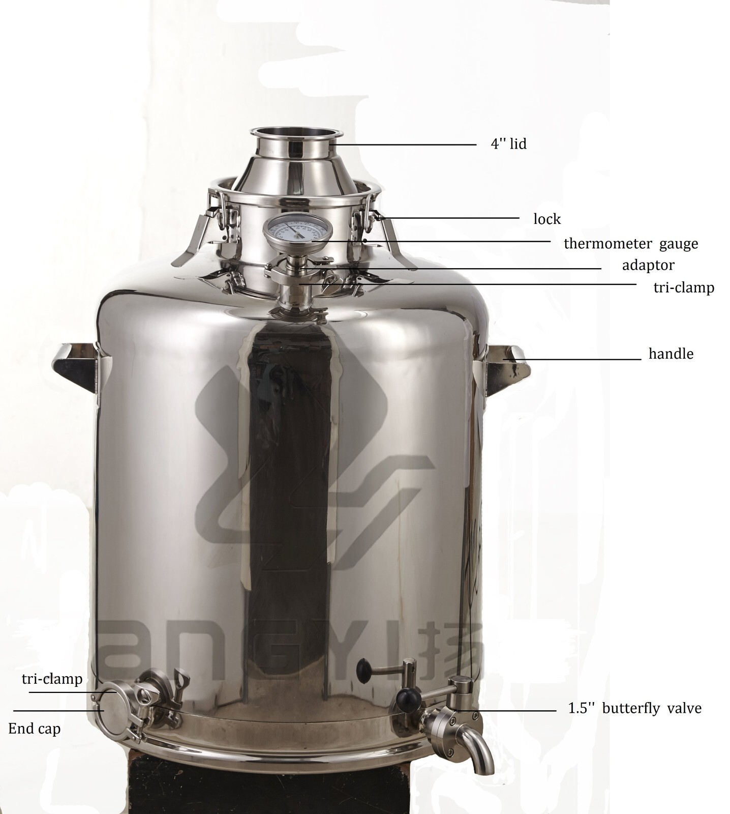 26 gallon (100L) Distilling Kettle / Boiler- Stainless Steel 304 Home Distillery