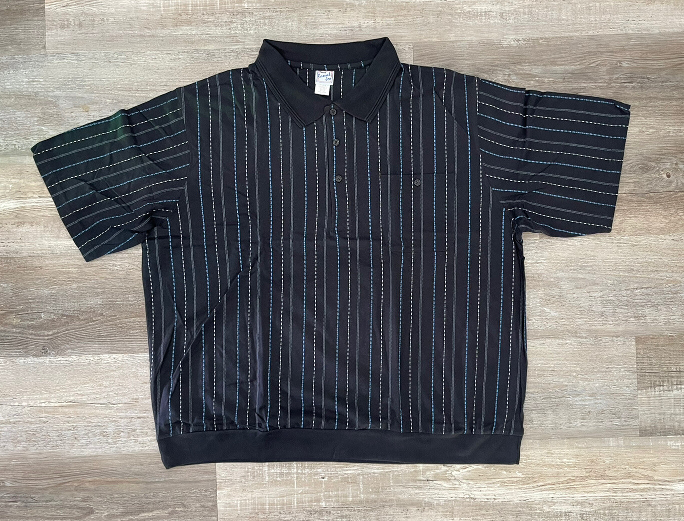 HABAND Mens CASUAL JOE Polo Shirt Size XX (XXL) Dark Blue Stripes Pocket NEW Vtg HABAND Mens CASUAL JOE Polo Shirt Size XX (XXL) Dark Blue Stripes Pocket NEW Vtg