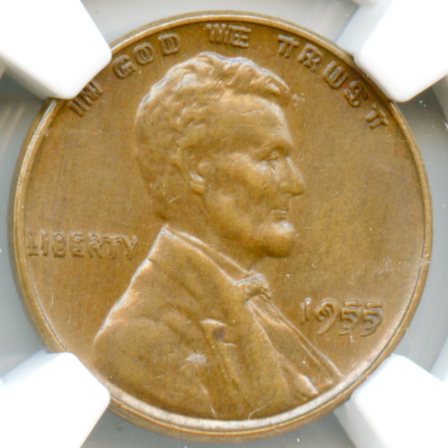 1955 Doubled Die Obverse Lincoln Cent, NGC AU Details Environmental Damage 1955 Doubled Die Obverse Lincoln Cent, NGC AU Details Environmental Damage