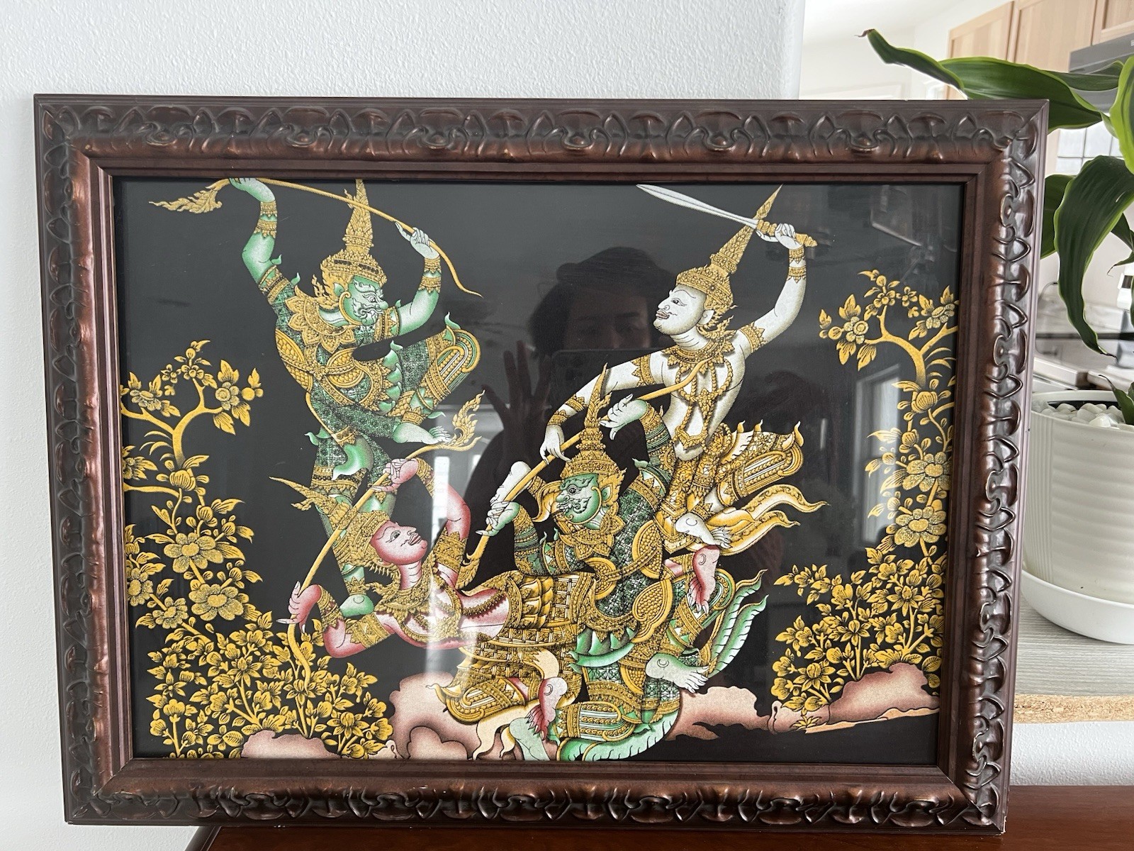 Vintage Thai Silk Panting,often Depicting Scenes From The Rama kiem Vintage Thai Silk Panting,often Depicting Scenes From The Rama kiem