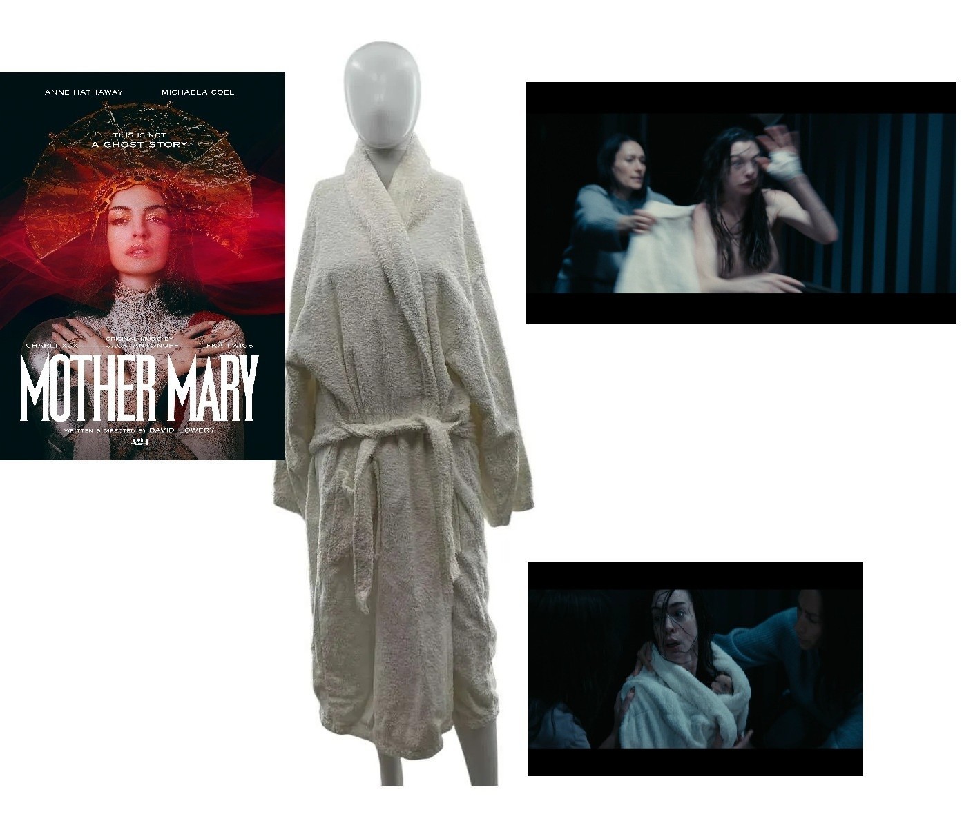 Anne Hathaway Mother Mary Screen Worn Cream Terry Cloth Robe Prop A24 COA