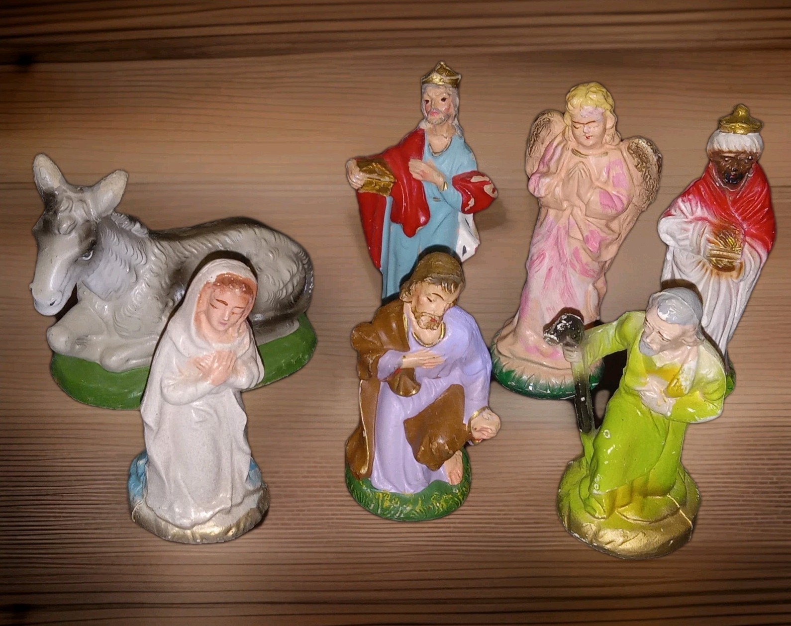 7 Vintage Fontanini Paper Mache Nativity Angel Wise Men Mary Donkey Italy 7 Vintage Fontanini Paper Mache Nativity Angel Wise Men Mary Donkey Italy