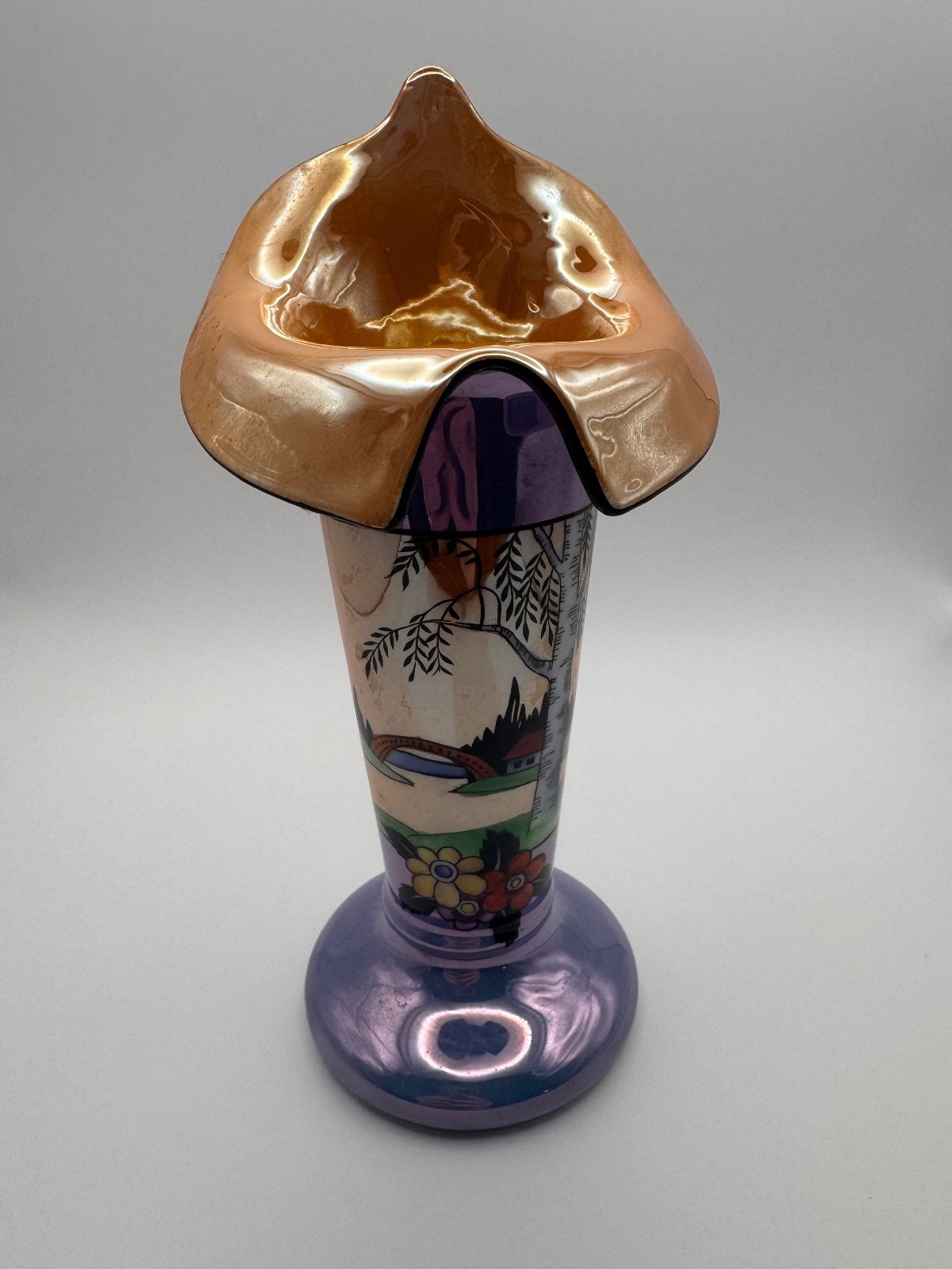Antique Noritake Morimura M Hand Painted Japan Luster Scenic Vase Antique Noritake Morimura M Hand Painted Japan Luster Scenic Vase