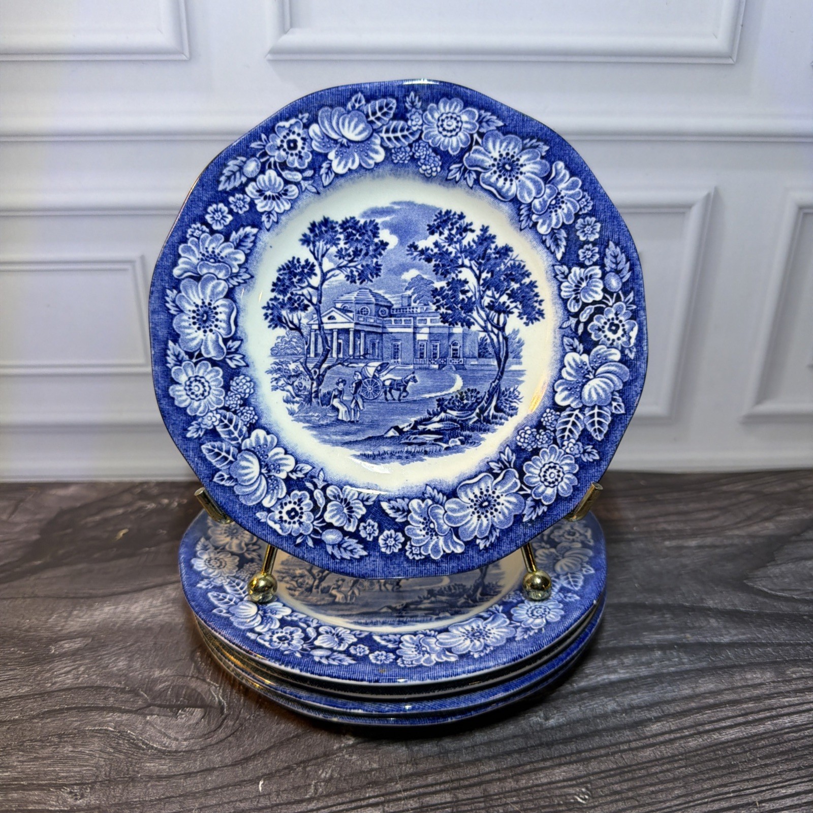 Lot of 5 Vintage Liberty Blue 6 Inch Monticello Bread Plates Ironstone England Lot of 5 Vintage Liberty Blue 6 Inch Monticello Bread Plates Ironstone England